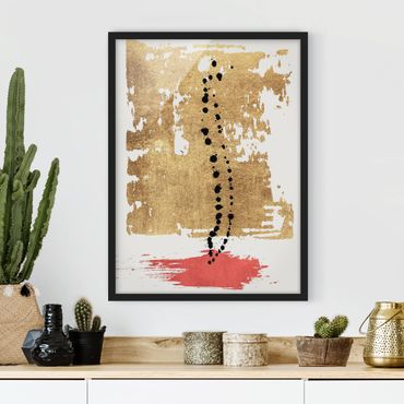 Framed poster - Abstract Shapes - Gold And Pink