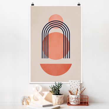 Poster reproduction - Abstract Shapes In Pink And Blue - 2:3