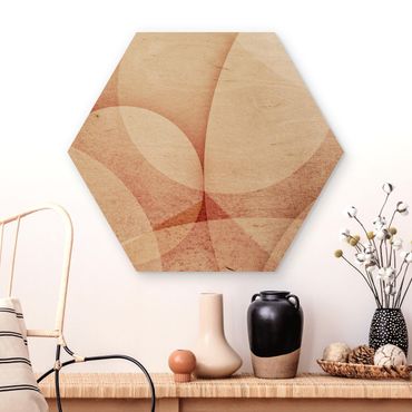 Hexagone en bois - Abstract Graphics In Peach-Colour