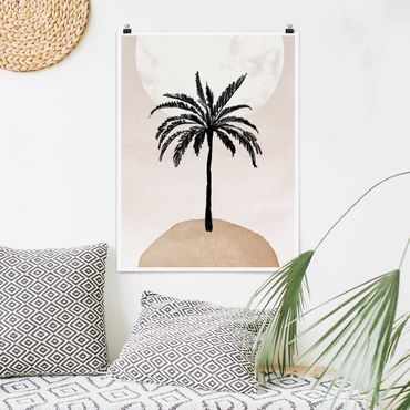Poster reproduction - Abstract Island Of Palm Trees With Moon