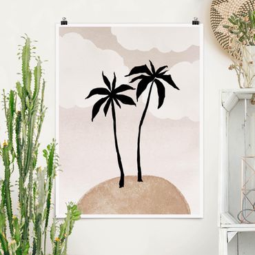 Poster reproduction - Abstract Island Of Palm Trees With Clouds