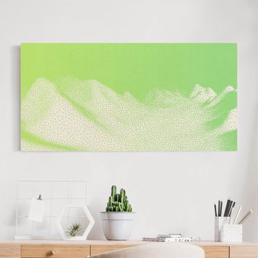 Tableau sur toile naturel - Abstract Landscape Of Dots Mountain Range Of Meadows - Format paysage 2:1