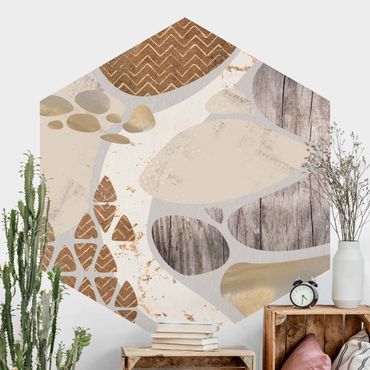 Papier peint panoramique hexagonal autocollant - Abstract Quarry Pastel Pattern