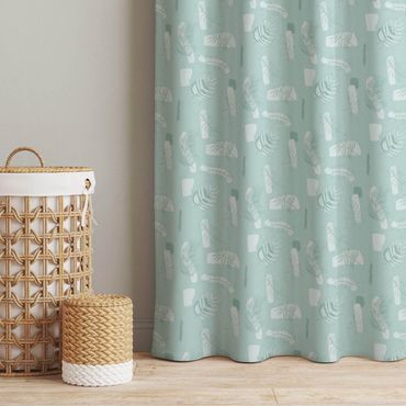 rideau - Abstract Pattern With Palm Leaves - Pastel Mint Green