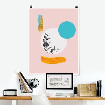 Poster - Abstract Pastel With Leaves And Dots