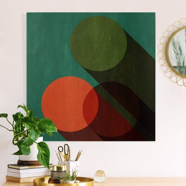 Impression sur toile - Abstract Shapes - Circles In Green And Red