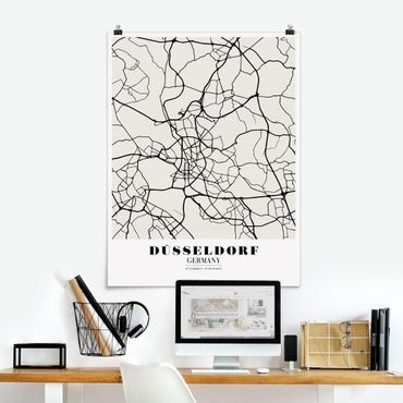 Poster cartes de villes, pays & monde - Dusseldorf City Map - Classic