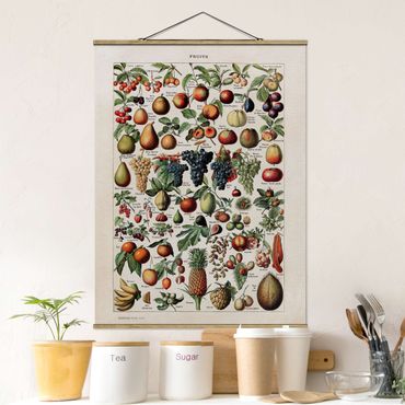 Tableau en tissu avec porte-affiche - Vintage Board Fruits