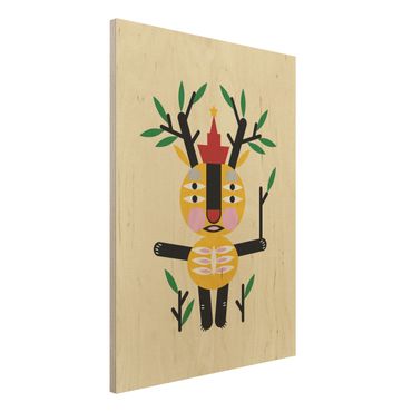 Impression sur bois - Collage Ethno Monster - Deer