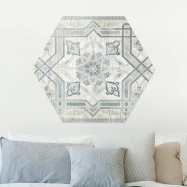 Hexagone en alu Dibond - Wood Panels Persian Vintage III