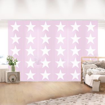 Set de panneaux coulissants - Big White Stars on Pink