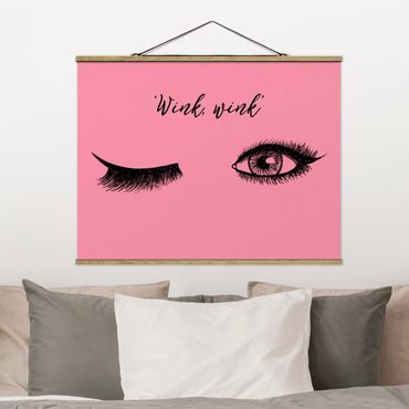 Tableau en tissu avec porte-affiche - Eyelashes Chat - Wink