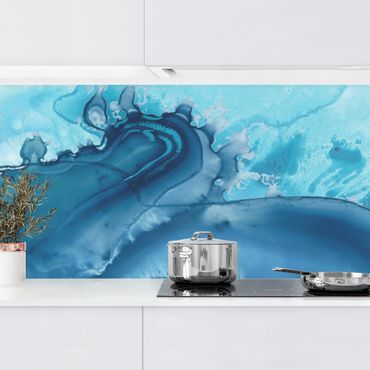 Revêtement mural cuisine - Wave Watercolour Blue l