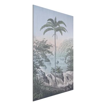 Impression sur aluminium - Vintage Illustration - Landscape With Palm Tree