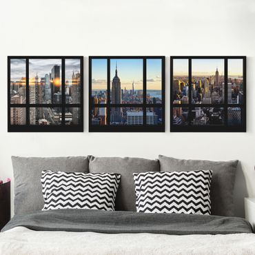Impression sur toile 3 parties - Window Views Of New York