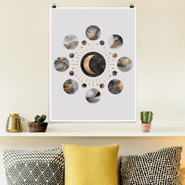Poster - Moon Phases Abstract Gold