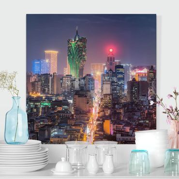 Impression sur toile - Illuminated Night In Macao