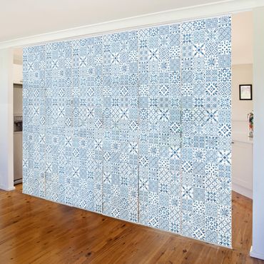 Set de panneaux coulissants - Tile Pattern Blue White