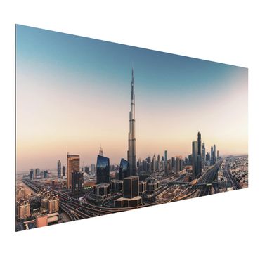Aluminium Dibond - Evening Mood in Dubai - Format paysage 2:1