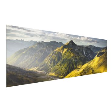 Tableau sur aluminium - Mountains And Valley Of The Lechtal Alps In Tirol