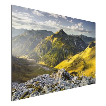 Tableau sur aluminium - Mountains And Valley Of The Lechtal Alps In Tirol