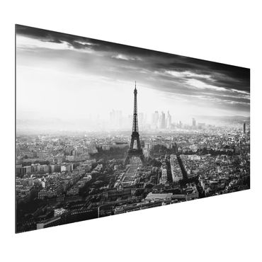 Tableau sur aluminium - The Eiffel Tower From Above Black And White