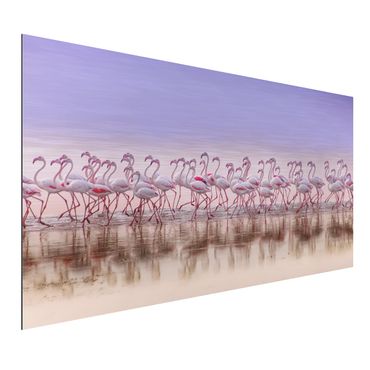 Tableau sur aluminium - Flamingo Party