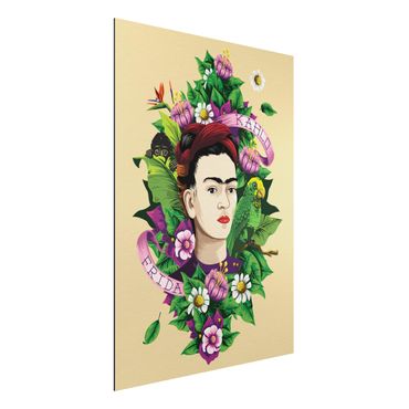 Tableau sur aluminium - Frida Kahlo - Frida, Monkey And Parrot