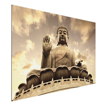 Tableau sur aluminium - Big Buddha Sepia