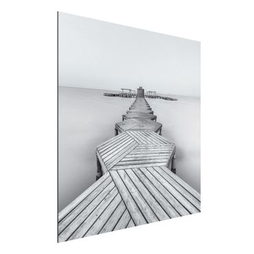 Tableau sur aluminium - Wooden Pier In Black And White