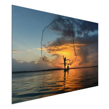 Tableau sur aluminium - Fishing Net At Sunset