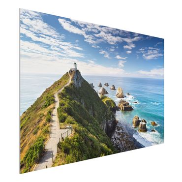 Tableau sur aluminium - Nugget Point Lighthouse And Sea New Zealand