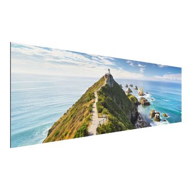 Tableau sur aluminium - Nugget Point Lighthouse And Sea New Zealand