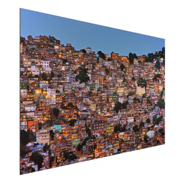 Tableau sur aluminium - Rio De Janeiro Favela Sunset