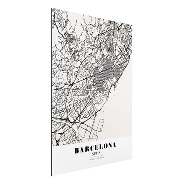 Tableau sur aluminium - Barcelona City Map - Classic
