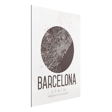 Tableau sur aluminium - Barcelona City Map - Retro