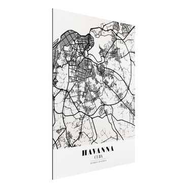 Tableau sur aluminium - Havana City Map - Classic