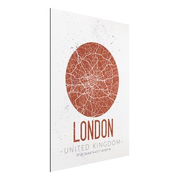 Tableau sur aluminium - City Map London - Retro