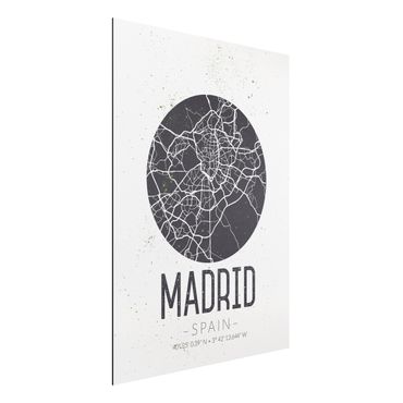 Tableau sur aluminium - Madrid City Map - Retro