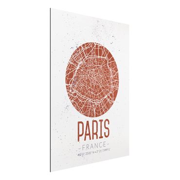 Tableau sur aluminium - City Map Paris - Retro