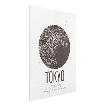 Tableau sur aluminium - Tokyo City Map - Retro