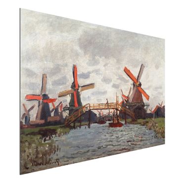 Tableau sur aluminium - Claude Monet - Windmills in Westzijderveld near Zaandam