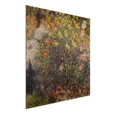 Tableau sur aluminium - Claude Monet - Two Ladies in the Flower Garden