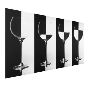 Tableau sur aluminium - Wine Glasses Black & White
