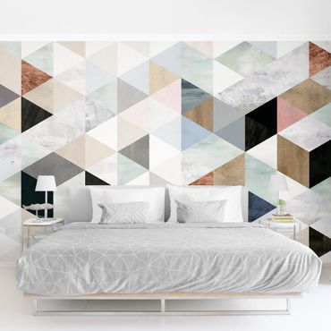 Papier peint - Watercolour Mosaic With Triangles I