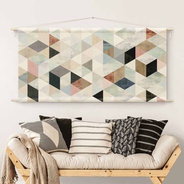 Tenture murale - Watercolour Mosaic With Triangles I