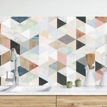 Revêtement cuisine - Watercolour Mosaic With Triangles III