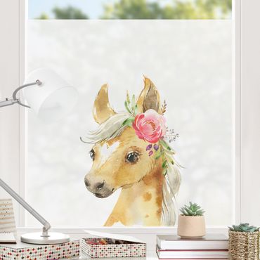 Décoration pour fenêtre - Aquarelle - Regard d'un cheval