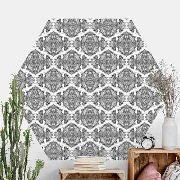 Papier peint hexagonal autocollant avec dessins - Watercolour Baroque Pattern With Ornaments In Gray