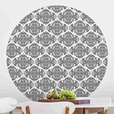 Papier peint rond autocollant - Watercolour Baroque Pattern With Ornaments In Grey